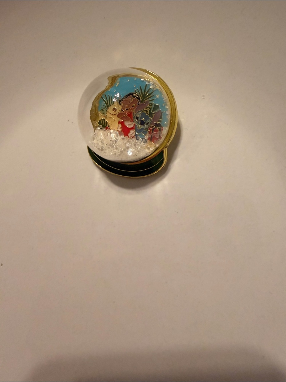 Loungefly Disney Lilo & Stitch Sandcastle Snow Globe Enamel Pin.